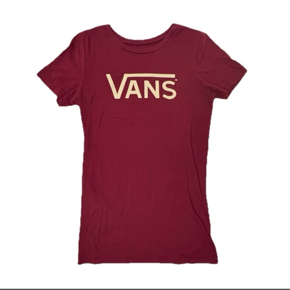 Vans Tops - Vans Ladies burgundy port wine Tee Shirt Top Snug Fit sz XS